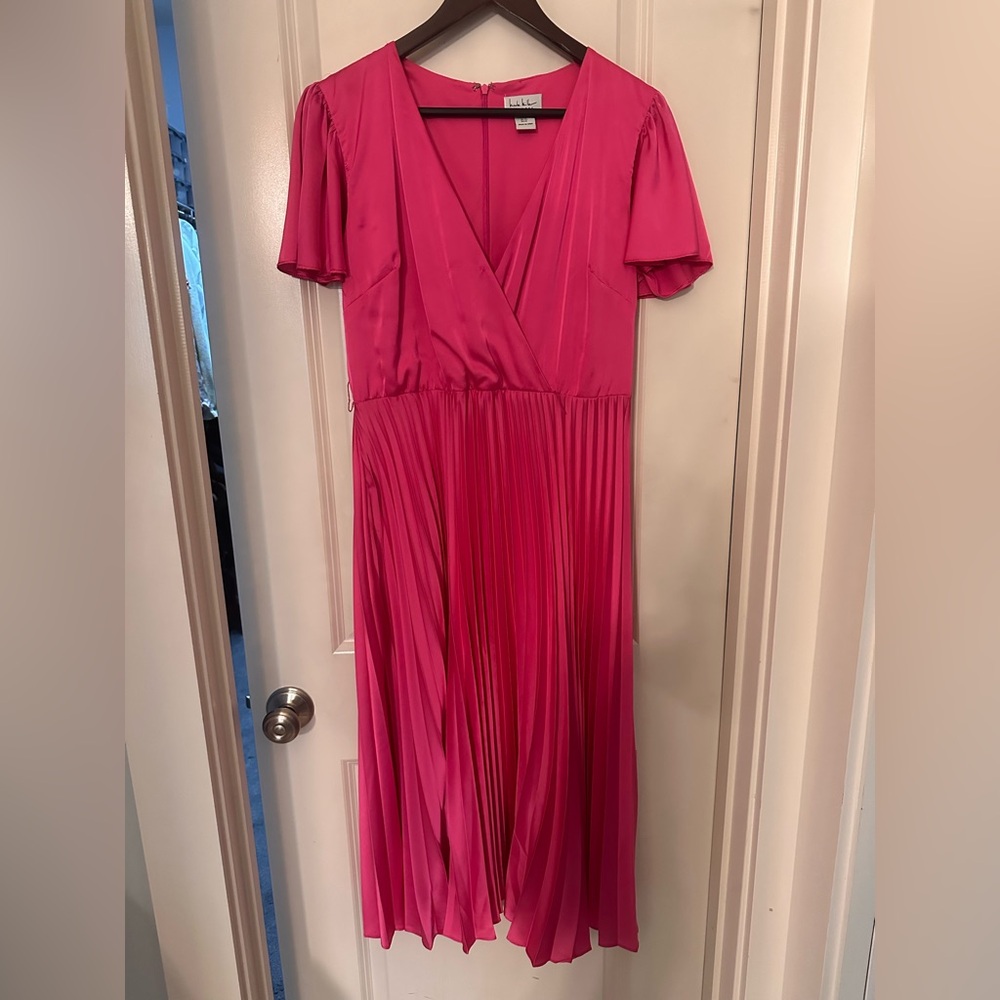 Nicole by Nicole Miller Pink Flutter Sleeve Midi Dress